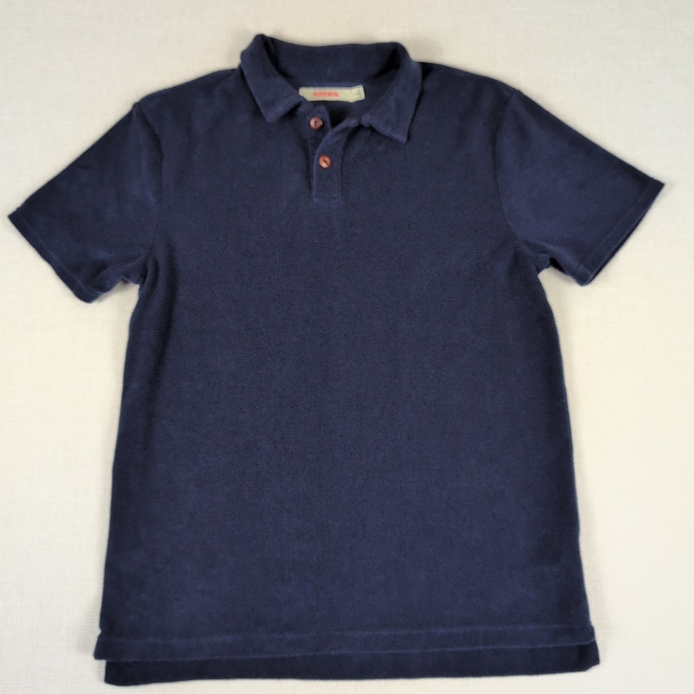 Birdwell Beach Britches Polo Shirt Mens Large Navy Blue Terry Cloth